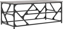 vidaXL - Salontafel - 100x50x40 - cm - bewerkt - hout - grijs - sonoma - eikenkleurig
