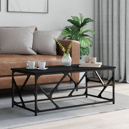 vidaXL - Salontafel - 100x50x40 - cm - bewerkt - hout - zwart - eikenkleurig