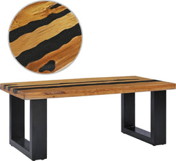 vidaXL - Salontafel - 100x50x40 - cm - massief - teakhout - en - lavasteen