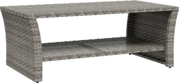 vidaXL - Salontafel - 100x50x40 - cm - poly - rattan - grijs