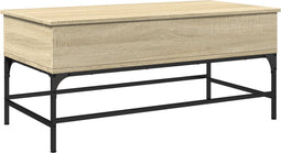 vidaXL - Salontafel - 100x50x45 - cm - bewerkt - hout - en - metaal - sonoma - eiken