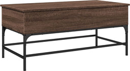 vidaXL - Salontafel - 100x50x45 - cm - bewerkt - hout - en - metaal - bruin - eikenkleur