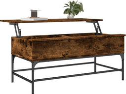 vidaXL - Salontafel - 100x50x45 - cm - bewerkt - hout - en - metaal - gerookt - eiken