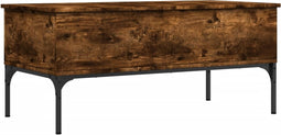 vidaXL - Salontafel - 100x50x45 - cm - bewerkt - hout - en - metaal - gerookt - eiken