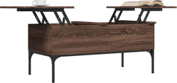 vidaXL - Salontafel - 100x50x45 - cm - bewerkt - hout - en - metaal - bruin - eikenkleur
