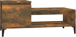 vidaXL - Salontafel - 100x50x45 - cm - bewerkt - hout - gerookt - eikenkleurig