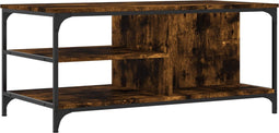 vidaXL - Salontafel - 100x50x45 - cm - bewerkt - hout - gerookt - eikenkleurig