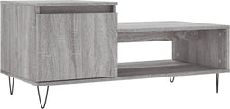 vidaXL - Salontafel - 100x50x45 - cm - bewerkt - hout - grijs - sonoma