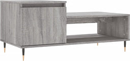 vidaXL - Salontafel - 100x50x45 - cm - bewerkt - hout - grijs - sonoma
