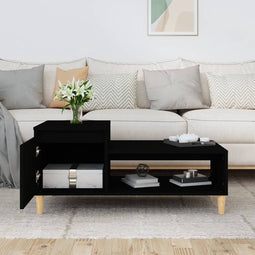 vidaXL - Salontafel - 100x50x45 - cm - bewerkt - hout - zwart