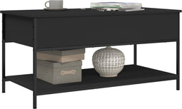 vidaXL - Salontafel - 100x50x50 - cm - bewerkt - hout - en - metaal - zwart