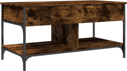 vidaXL - Salontafel - 100x50x50 - cm - bewerkt - hout - en - metaal - gerookt - eiken