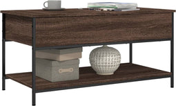 vidaXL - Salontafel - 100x50x50 - cm - bewerkt - hout - en - metaal - bruineikenkleur