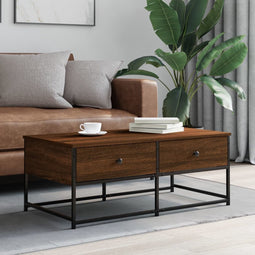 vidaXL - Salontafel - 100x51x40 - cm - bewerkt - hout - bruin - eikenkleur