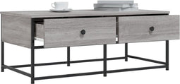 vidaXL - Salontafel - 100x51x40 - cm - bewerkt - hout - grijs - sonoma