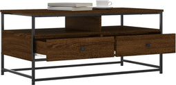 vidaXL - Salontafel - 100x51x45 - cm - bewerkt - hout - bruin - eikenkleur
