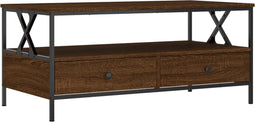 vidaXL - Salontafel - 100x51x45 - cm - bewerkt - hout - bruin - eikenkleur