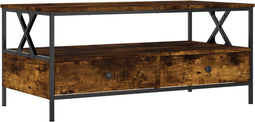 vidaXL - Salontafel - 100x51x45 - cm - bewerkt - hout - gerookt - eikenkleurig