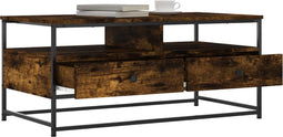 vidaXL - Salontafel - 100x51x45 - cm - bewerkt - hout - gerookt - eikenkleurig