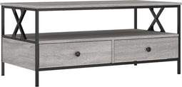 vidaXL - Salontafel - 100x51x45 - cm - bewerkt - hout - grijs - sonoma - eiken