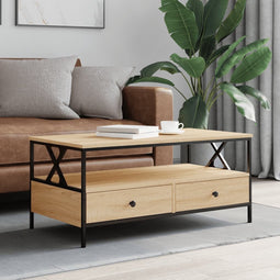 vidaXL - Salontafel - 100x51x45 - cm - bewerkt - hout - sonoma - eikenkleurig