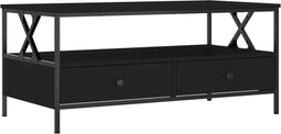 vidaXL - Salontafel - 100x51x45 - cm - bewerkt - hout - zwart