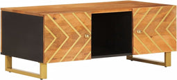 vidaXL - Salontafel - 100x54x40 - cm - massief - mangohout - bruin - en - zwart