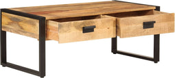 vidaXL - Salontafel - 100x54x40 - cm - massief - mangohout - en - ijzer