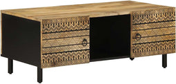 vidaXL - Salontafel - 100x54x40 - cm - massief - ruw - mangohout - zwart