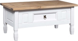 vidaXL - Salontafel - 100x55x45 - cm - Mexicaans - grenenhout - Corona-stijl - wit