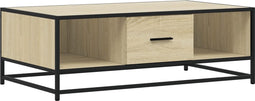 vidaXL - Salontafel - 100x57x35 - cm - bewerkt - hout - en - metaal - sonoma - eiken