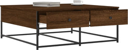 vidaXL - Salontafel - 100x99x40 - cm - bewerkt - hout - bruin - eikenkleur