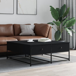vidaXL - Salontafel - 100x99x40 - cm - bewerkt - hout - zwart