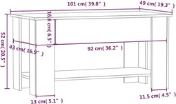 vidaXL - Salontafel - 101x49x52 - cm - bewerkt - hout - betongrijs