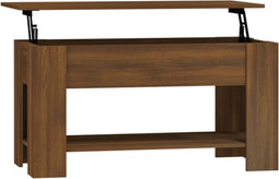 vidaXL - Salontafel - 101x49x52 - cm - bewerkt - hout - bruin - eikenkleur