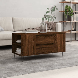 vidaXL - Salontafel - 102x44,5x50 - cm - bewerkt - hout - bruin - eikenkleur