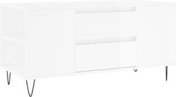 vidaXL - Salontafel - 102x44,5x50 - cm - bewerkt - hout - hoogglans - wit