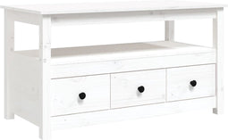 vidaXL - Salontafel - 102x49x55 - cm - massief - grenenhout - wit