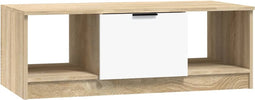vidaXL - Salontafel - 102x50x36 - cm - bewerkt - hout - wit - en - sonoma - eikenkleurig