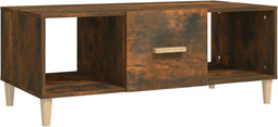 vidaXL - Salontafel - 102x50x40 - cm - bewerkt - hout - gerookt - eikenkleurig