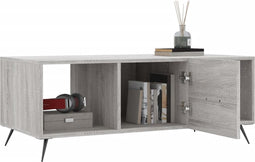 vidaXL - Salontafel - 102x50x40 - cm - bewerkt - hout - grijs - sonoma - eikenkleurig