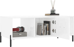 vidaXL - Salontafel - 102x50x40 - cm - bewerkt - hout - hoogglans - wit