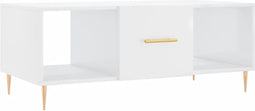 vidaXL - Salontafel - 102x50x40 - cm - bewerkt - hout - hoogglans - wit