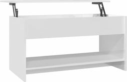 vidaXL - Salontafel - 102x50x52,5 - cm - bewerkt - hout - hoogglans - wit