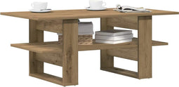 vidaXL - Salontafel - 102x55x42 - cm - bewerkt - hout - artisanaal - eikenkleur