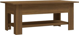 vidaXL - Salontafel - 102x55x42 - cm - bewerkt - hout - bruin - eikenkleur