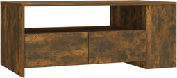 vidaXL - Salontafel - 102x55x42 - cm - bewerkt - hout - gerookt - eikenkleurig