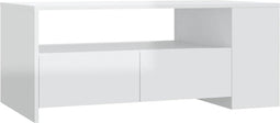 vidaXL - Salontafel - 102x55x42 - cm - bewerkt - hout - hoogglans - wit