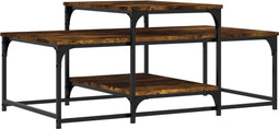 vidaXL - Salontafel - 102x60x45 - cm - bewerkt - hout - gerookt - eikenkleurig