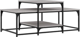 vidaXL - Salontafel - 102x60x45 - cm - bewerkt - hout - grijs - sonoma - eikenkleurig